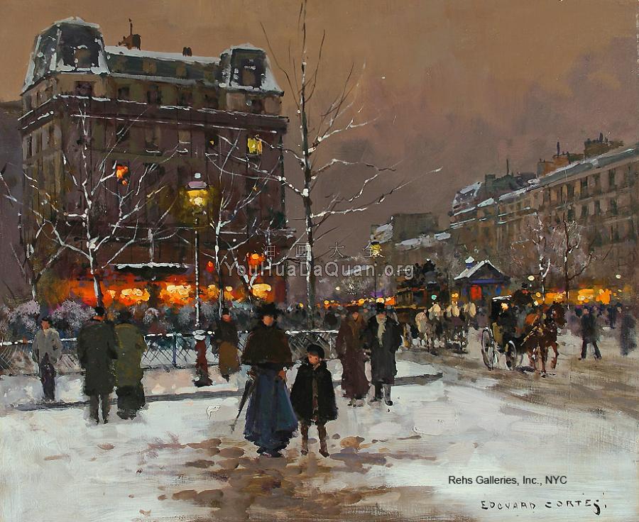 Place Pigalle, Winter - 爱德华·科尔特斯